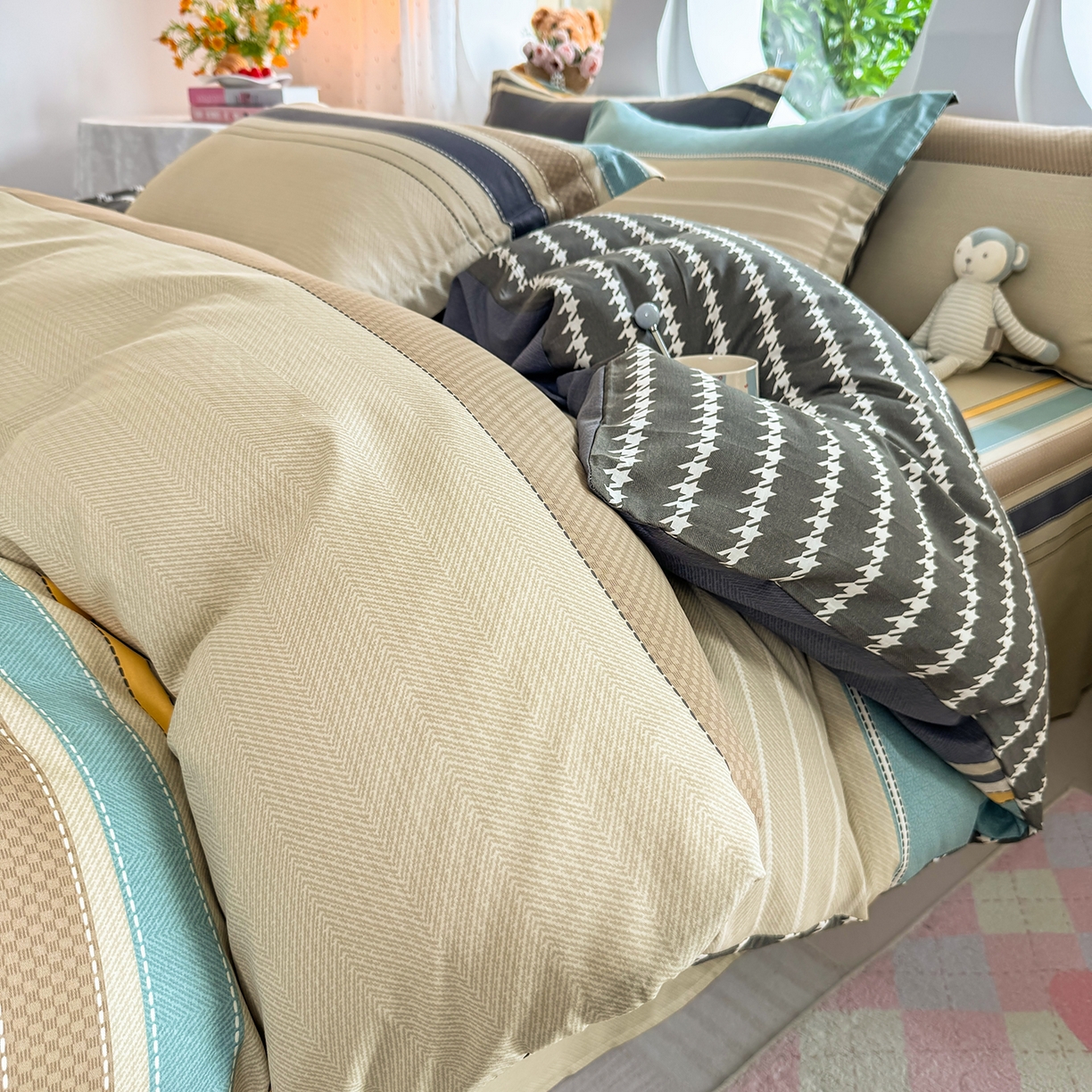 91家纺网 家纺一手货源 找家纺 壹贝家纺 2026新款小清新纯棉印花四件套系列 如果爱