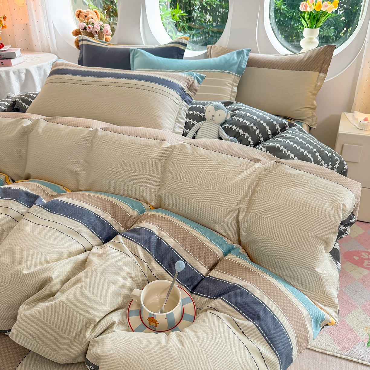 91家纺网 家纺一手货源 找家纺 壹贝家纺 2026新款小清新纯棉印花四件套系列 如果爱