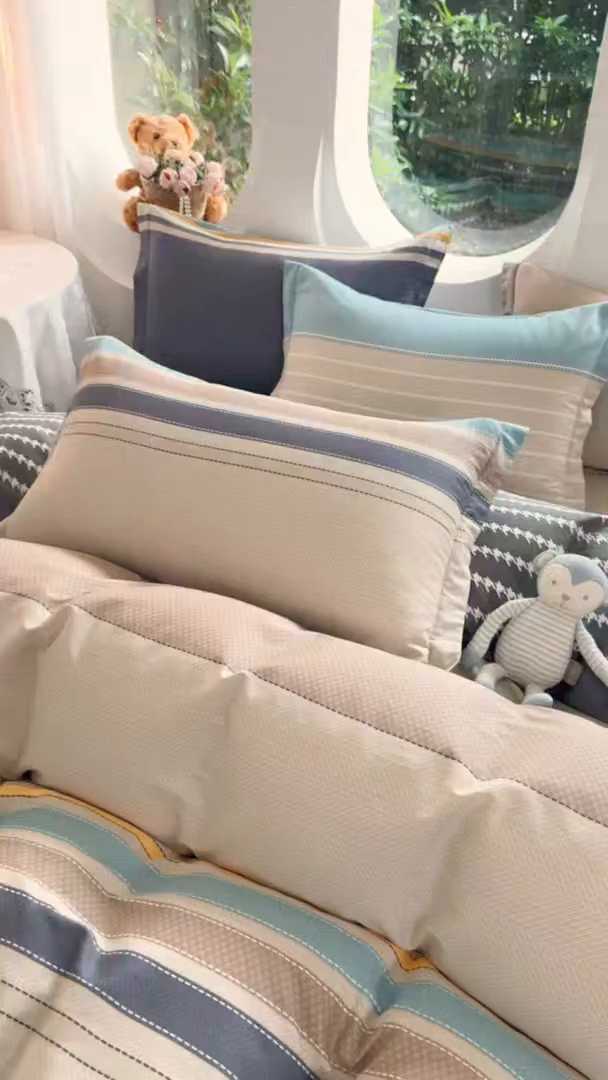 91家纺网 家纺一手货源 找家纺 壹贝家纺 2026新款小清新纯棉印花四件套系列 如果爱