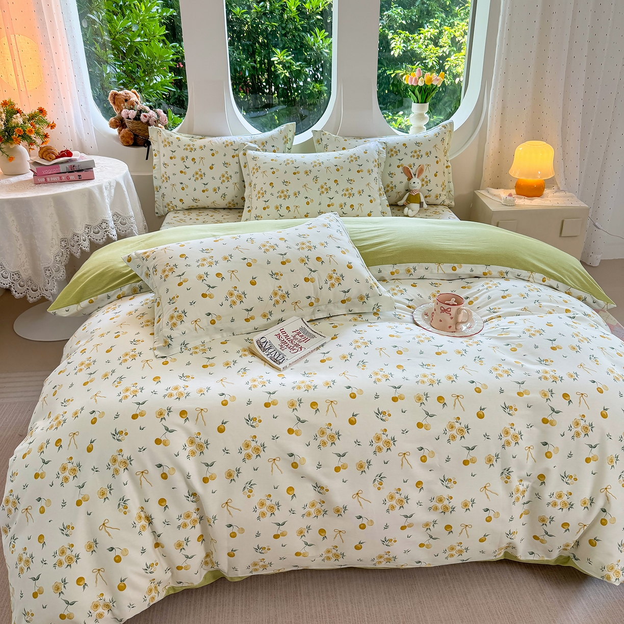 91家纺网 家纺一手货源 找家纺 壹贝家纺 2026新款小清新纯棉印花四件套系列 如愿