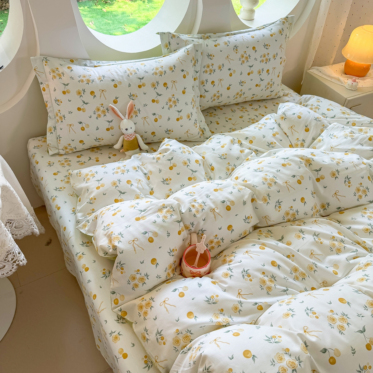 91家纺网 家纺一手货源 找家纺 壹贝家纺 2026新款小清新纯棉印花四件套系列 如愿