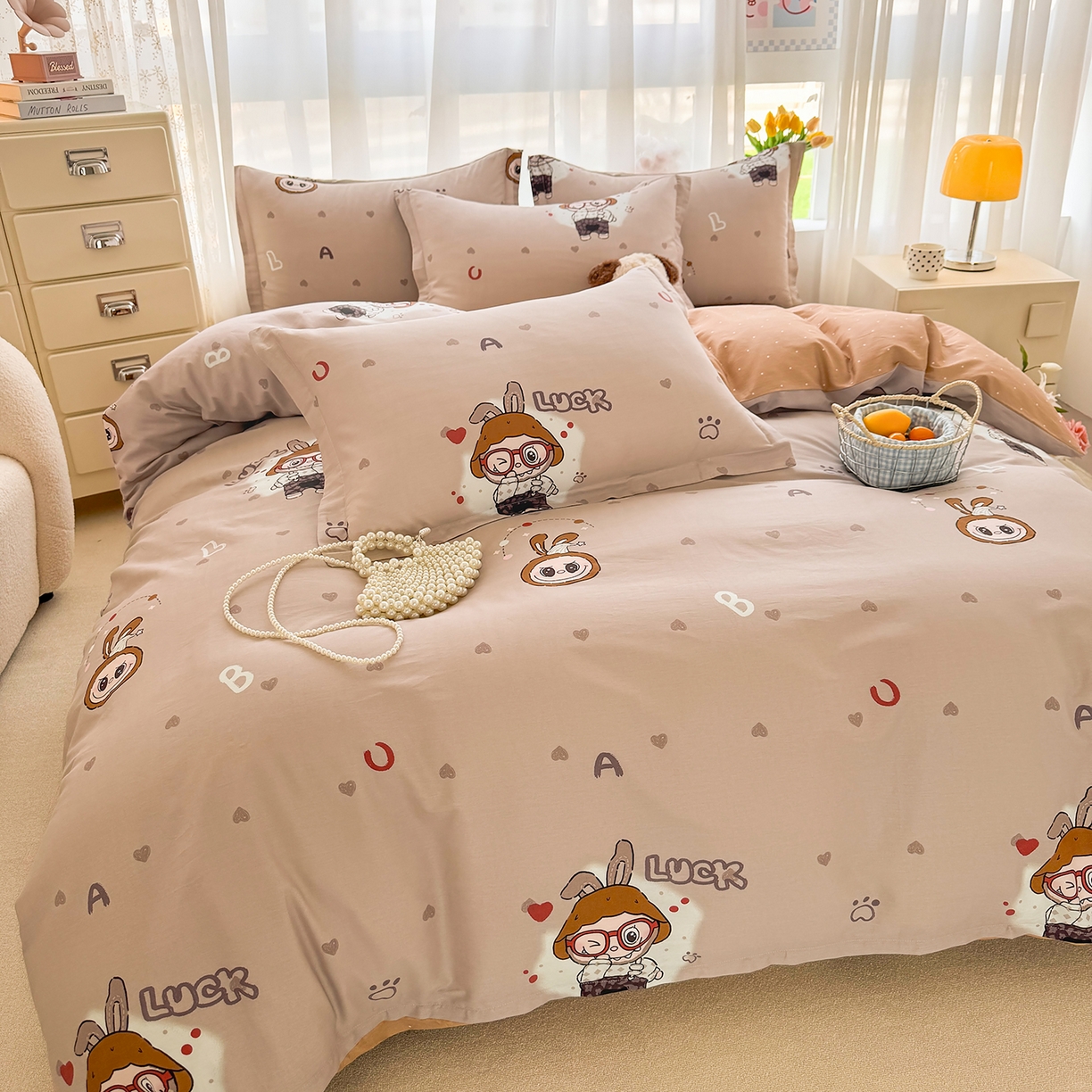 91家纺网 家纺一手货源 找家纺 壹贝家纺 2026新款小清新纯棉印花四件套系列 小布