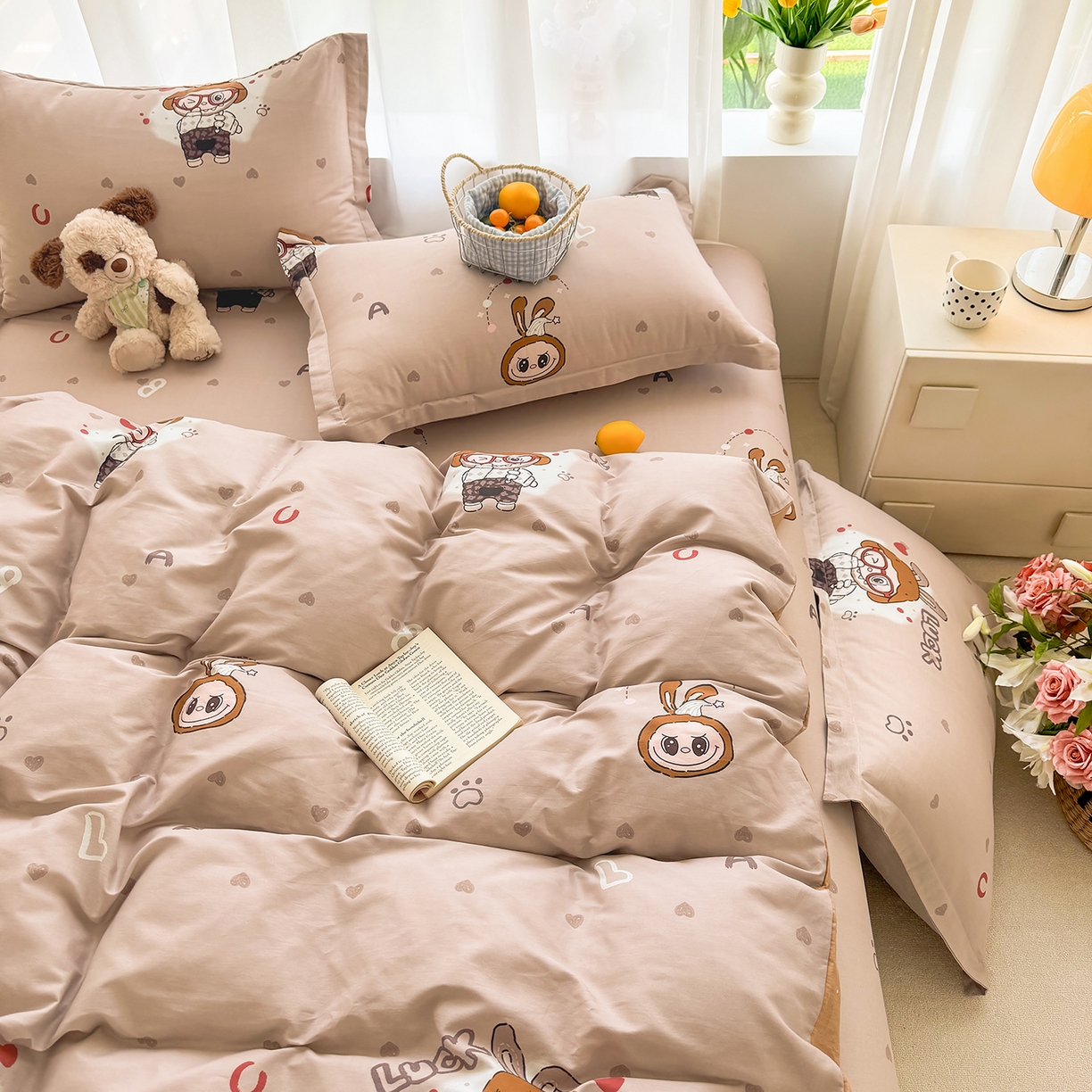 91家纺网 家纺一手货源 找家纺 壹贝家纺 2026新款小清新纯棉印花四件套系列 小布