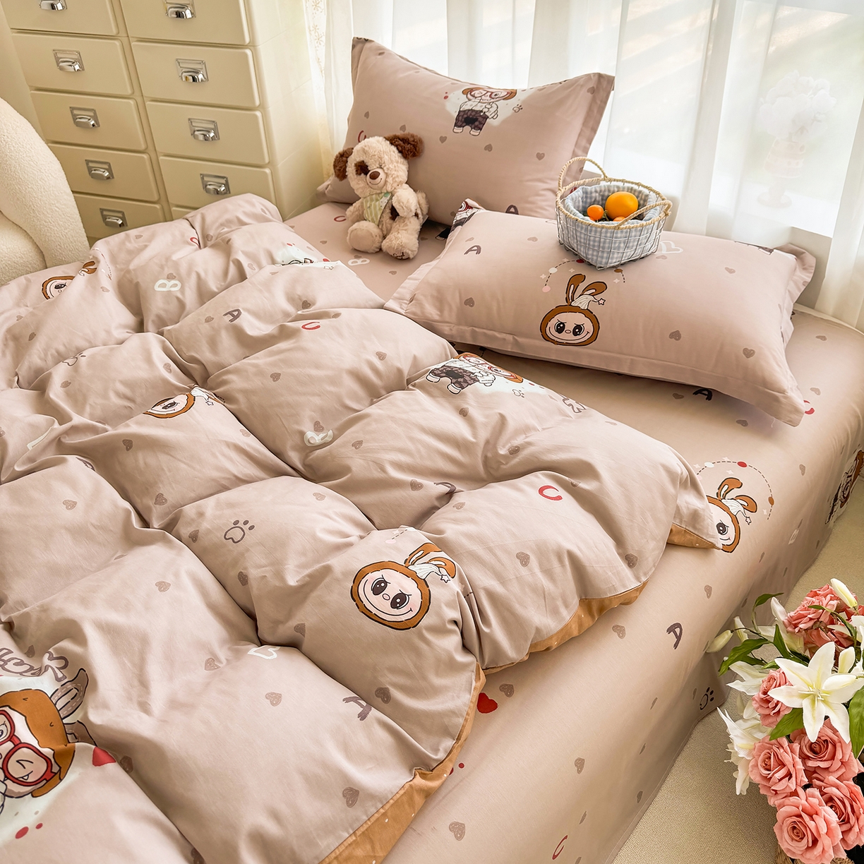 91家纺网 家纺一手货源 找家纺 壹贝家纺 2026新款小清新纯棉印花四件套系列 小布