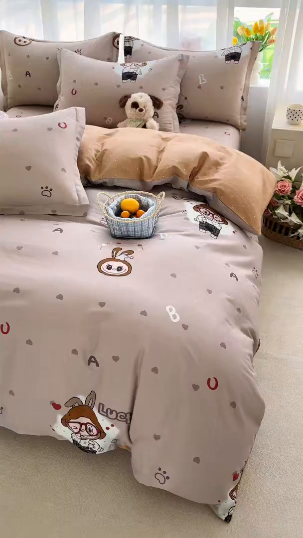 91家纺网 家纺一手货源 找家纺 壹贝家纺 2026新款小清新纯棉印花四件套系列 小布