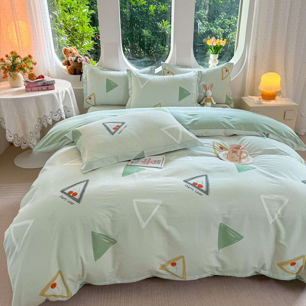 91家纺网 家纺一手货源 找家纺 壹贝家纺 2026新款小清新纯棉印花四件套系列 小可布丁