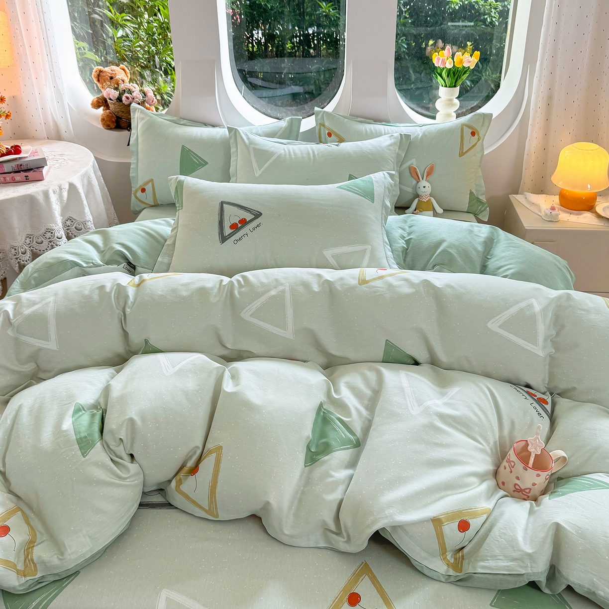 91家纺网 家纺一手货源 找家纺 壹贝家纺 2026新款小清新纯棉印花四件套系列 小可布丁