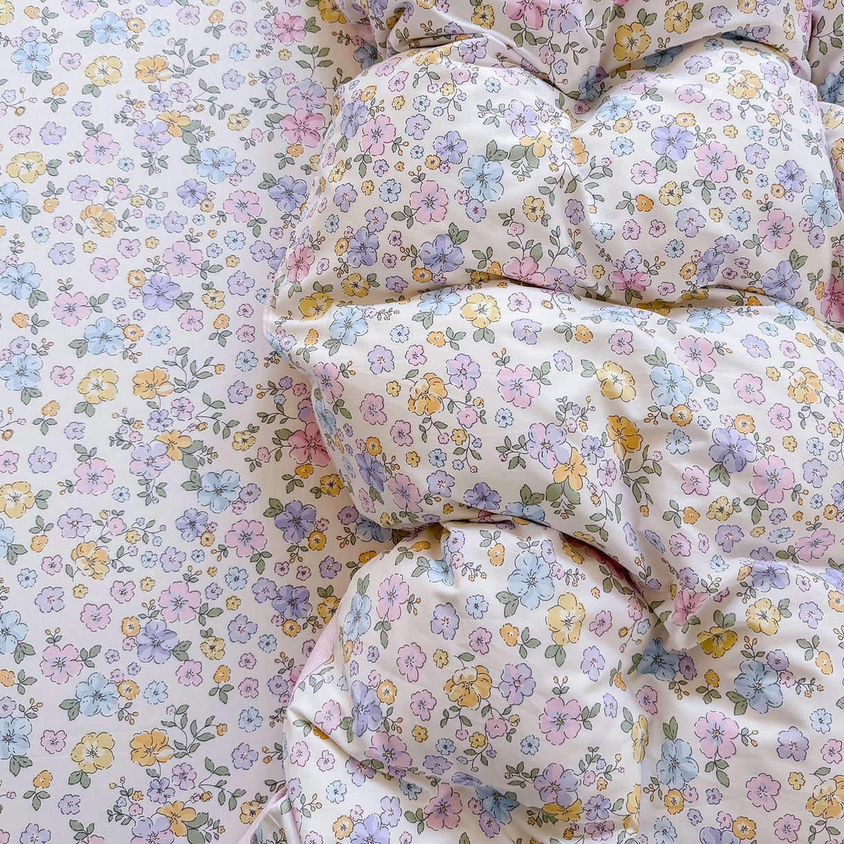 91家纺网 家纺一手货源 找家纺 壹贝家纺 2026新款小清新纯棉印花四件套系列 小美满