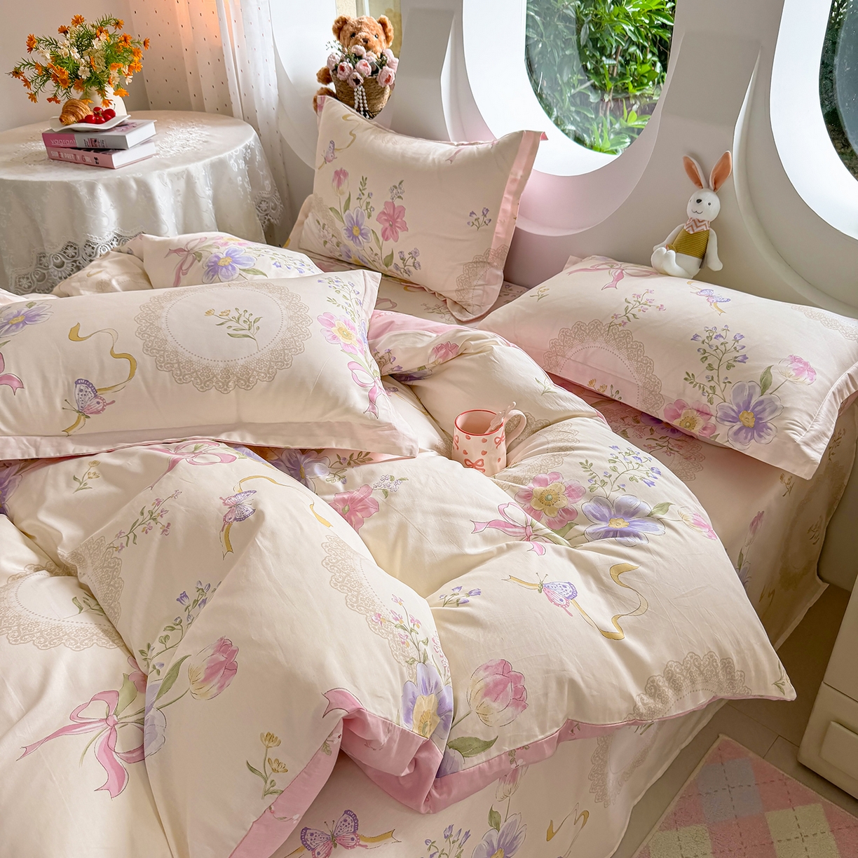 91家纺网 家纺一手货源 找家纺 壹贝家纺 2026新款小清新纯棉印花四件套系列 新恰如初