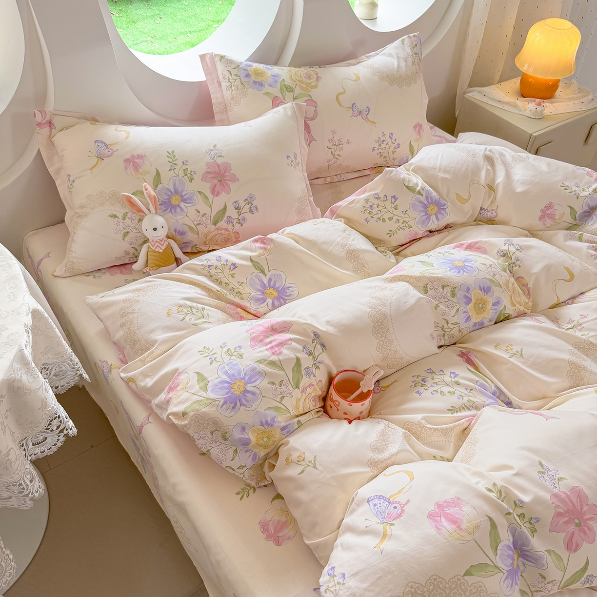 91家纺网 家纺一手货源 找家纺 壹贝家纺 2026新款小清新纯棉印花四件套系列 新恰如初