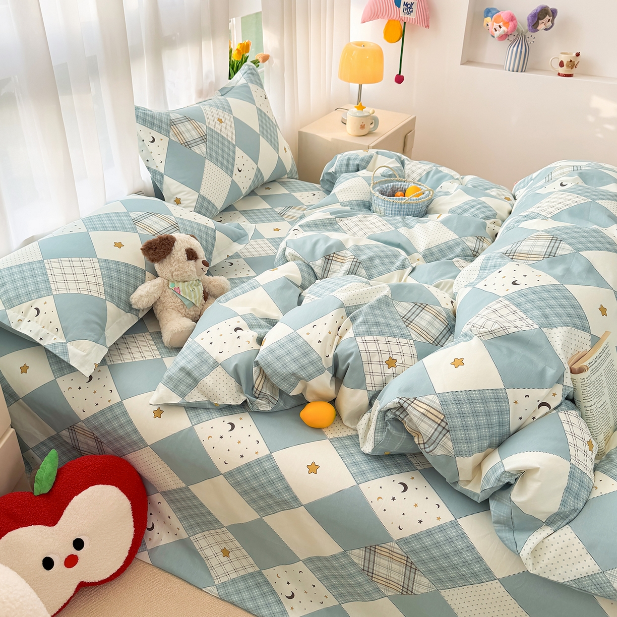 91家纺网 家纺一手货源 找家纺 壹贝家纺 2026新款小清新纯棉印花四件套系列 星空