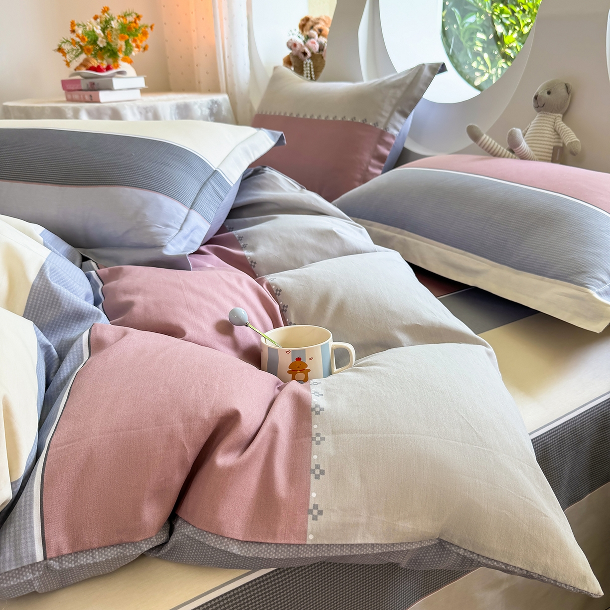 91家纺网 家纺一手货源 找家纺 壹贝家纺 2026新款小清新纯棉印花四件套系列 致青春