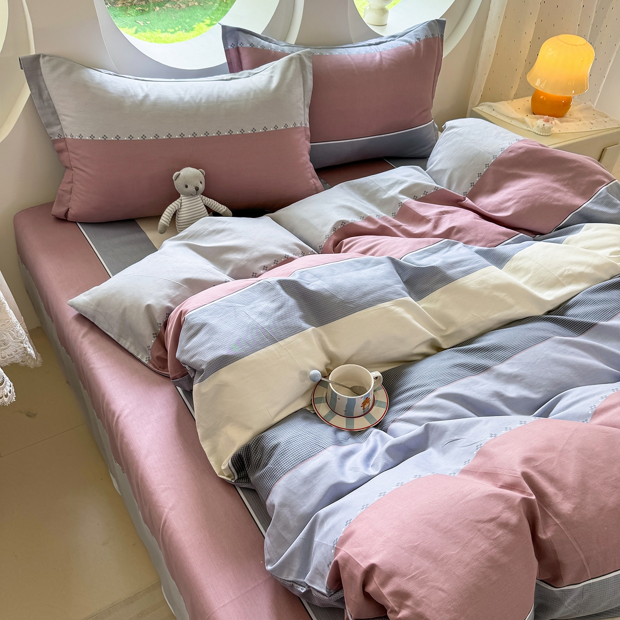 91家纺网 家纺一手货源 找家纺 壹贝家纺 2026新款小清新纯棉印花四件套系列 致青春