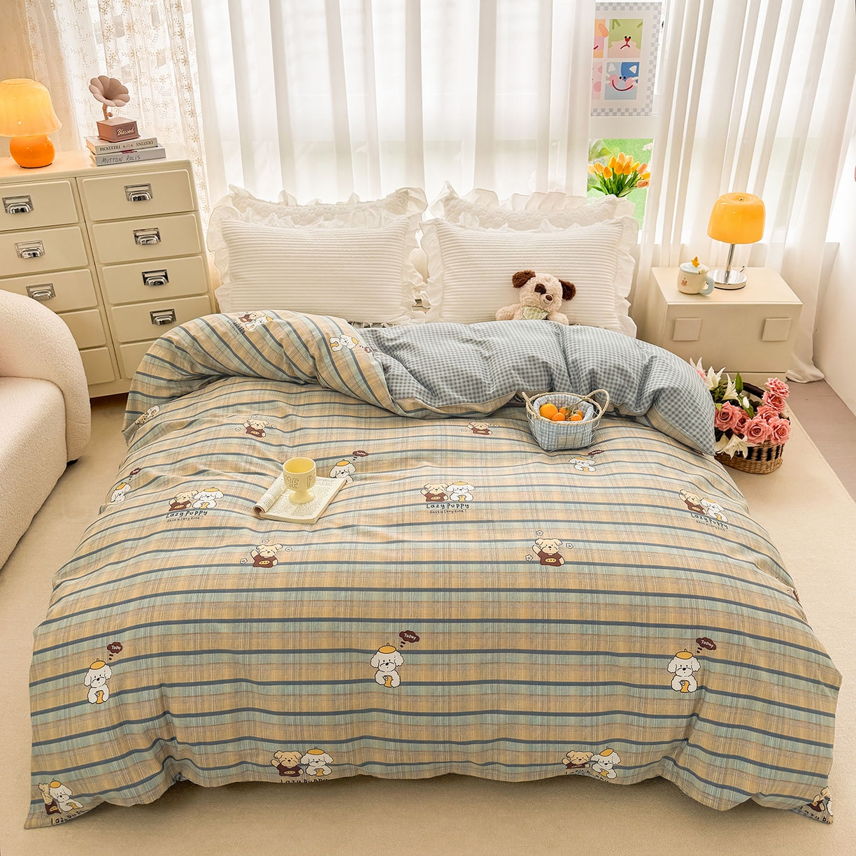 91家纺网 家纺一手货源 找家纺 （总）壹贝家纺 2025新款小清新全棉纯棉印花系列(喷气工艺)(高品质)(花型持续更新)(接受各种预定尺寸)-单床单