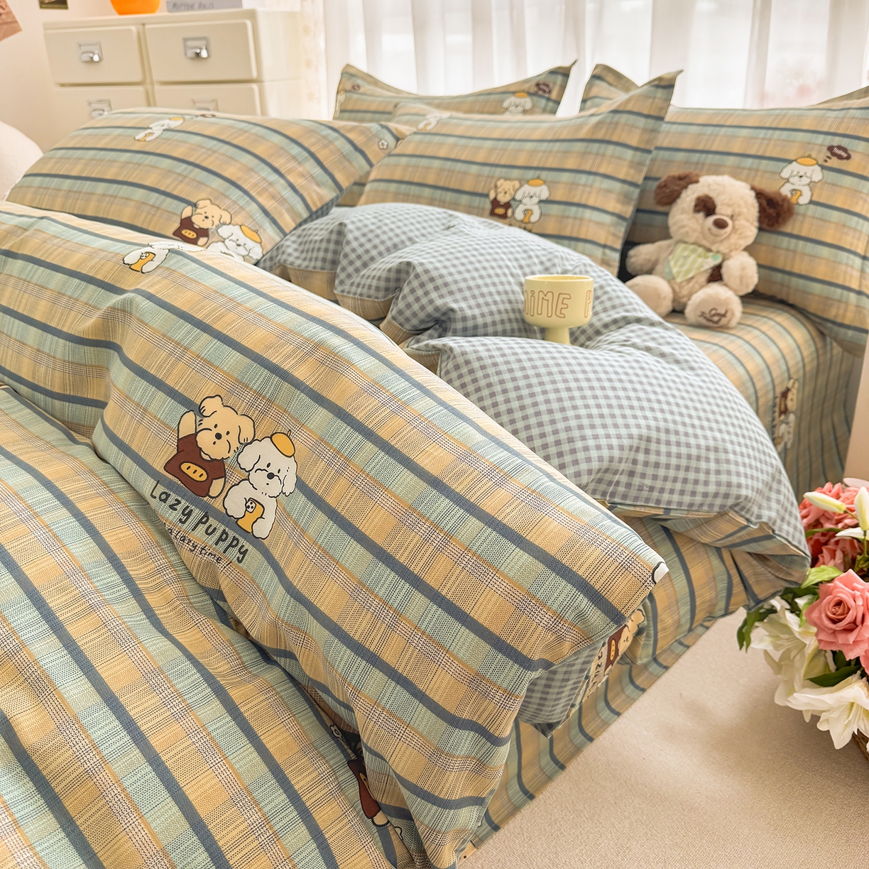 91家纺网 家纺一手货源 找家纺 （总）壹贝家纺 2026新款小清新100%全棉纯棉印花系列被套单件-单被套