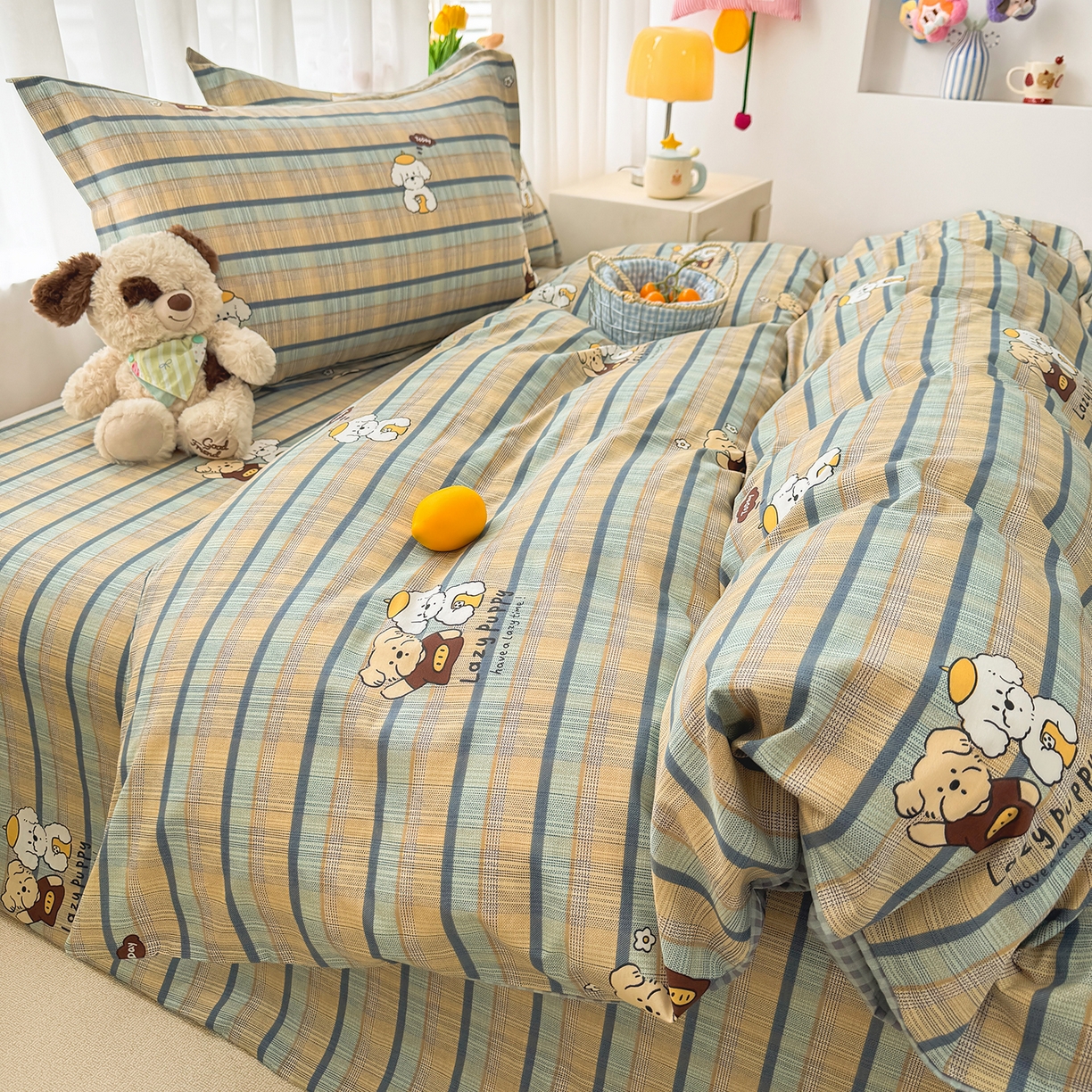 91家纺网 家纺一手货源 找家纺 （总）壹贝家纺 2026新款小清新100%全棉纯棉印花系列被套单件-单被套