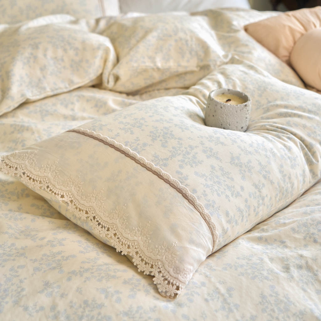 91家纺网 家纺一手货源 找家纺 （总）洋铭区（原狠狠爱） 2026新款全棉纯棉双层纱刺绣蕾丝花边件套