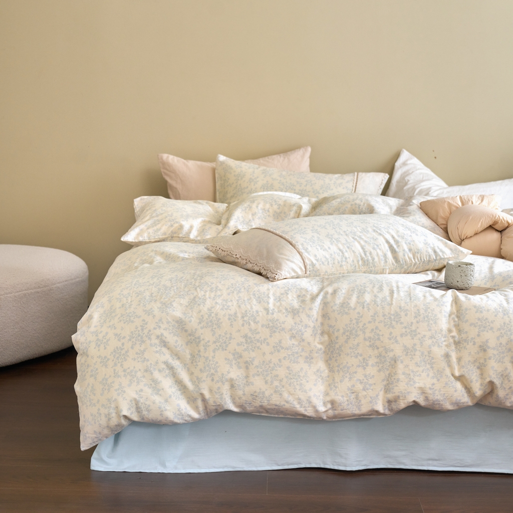 洋铭区（原狠狠爱） 2026新款全棉纯棉双层纱刺绣蕾丝花边件套 蓓蕾兰花