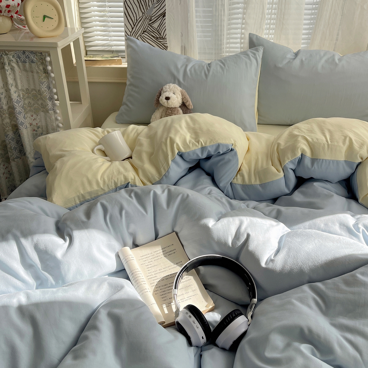 91家纺网 家纺一手货源 找家纺 （总）初夏家纺 2026 简约纯色A类水洗棉四件套床上用品素色百搭床单三件套宿舍---【提供买家秀】