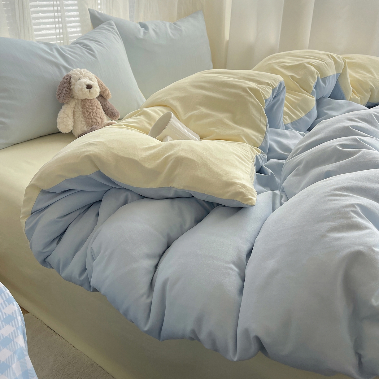 91家纺网 家纺一手货源 找家纺 （总）初夏家纺 2026 简约纯色A类水洗棉四件套床上用品素色百搭床单三件套宿舍---【提供买家秀】