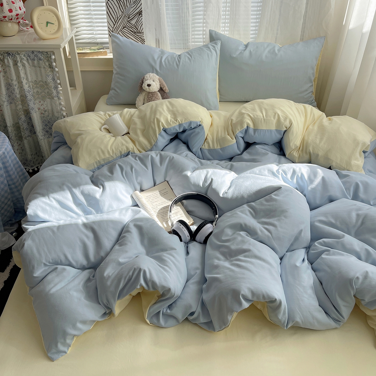 91家纺网 家纺一手货源 找家纺 （总）初夏家纺 2026 简约纯色A类水洗棉四件套床上用品素色百搭床单三件套宿舍---【提供买家秀】