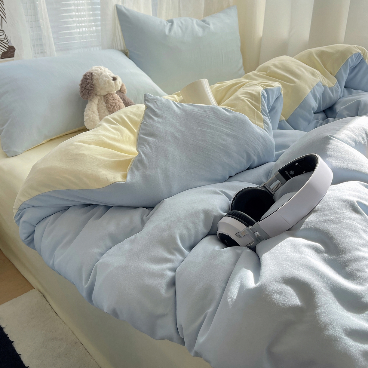 91家纺网 家纺一手货源 找家纺 （总）初夏家纺 2026 简约纯色A类水洗棉四件套床上用品素色百搭床单三件套宿舍---【提供买家秀】