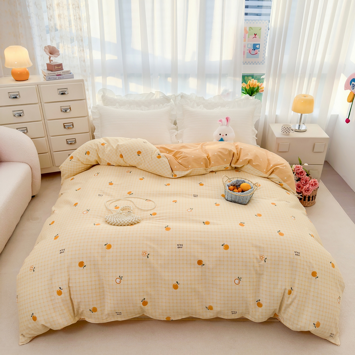 91家纺网 家纺一手货源 找家纺 （总）壹贝家纺 2026新款小清新100%全棉纯棉印花系列被套单件-单被套