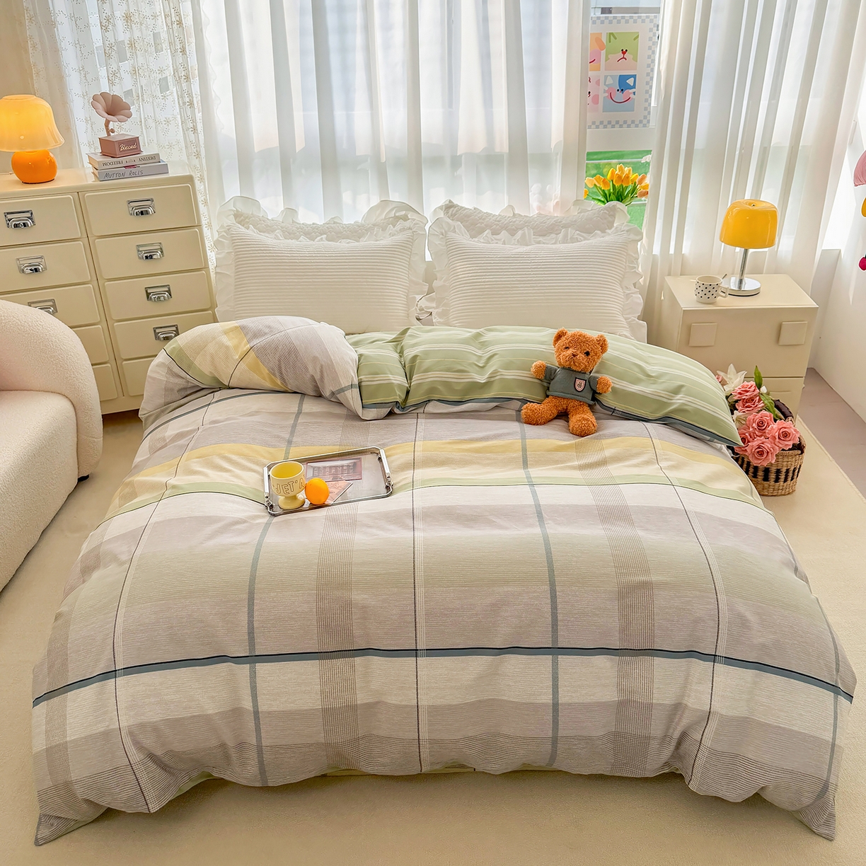 91家纺网 家纺一手货源 找家纺 （总）壹贝家纺 2026新款小清新100%全棉纯棉印花系列被套单件-单被套