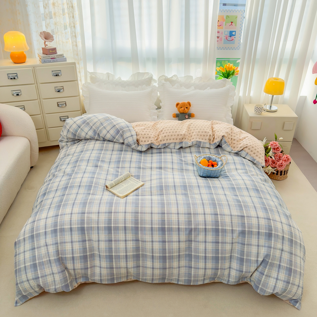 91家纺网 家纺一手货源 找家纺 （总）壹贝家纺 2026新款小清新100%全棉纯棉印花系列被套单件-单被套