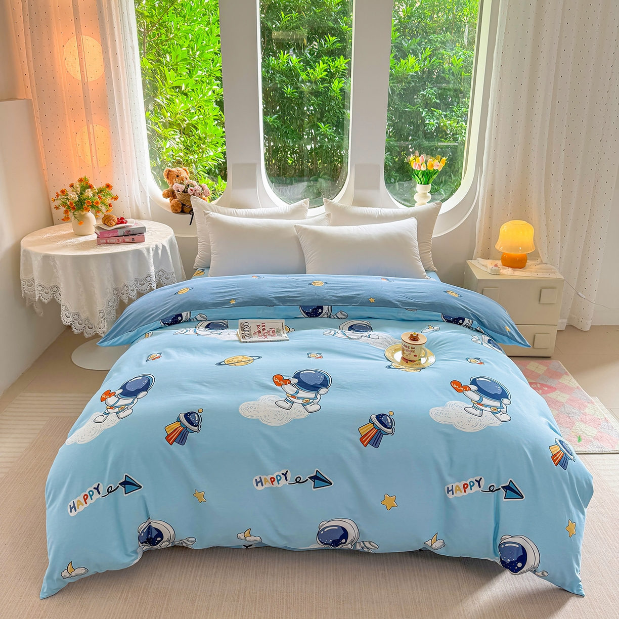 91家纺网 家纺一手货源 找家纺 （总）壹贝家纺 2026新款小清新100%全棉纯棉印花系列被套单件-单被套