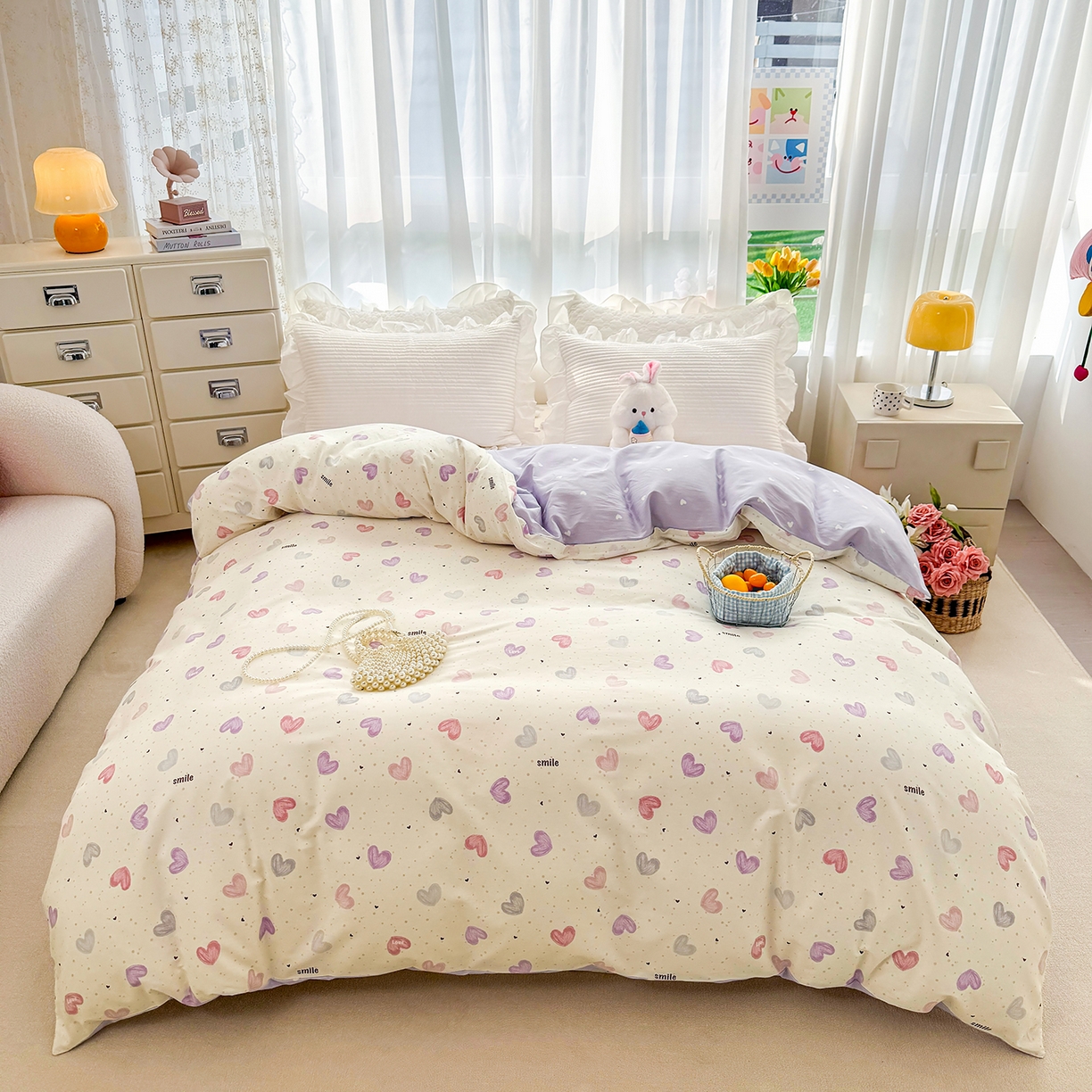 91家纺网 家纺一手货源 找家纺 （总）壹贝家纺 2026新款小清新100%全棉纯棉印花系列被套单件-单被套