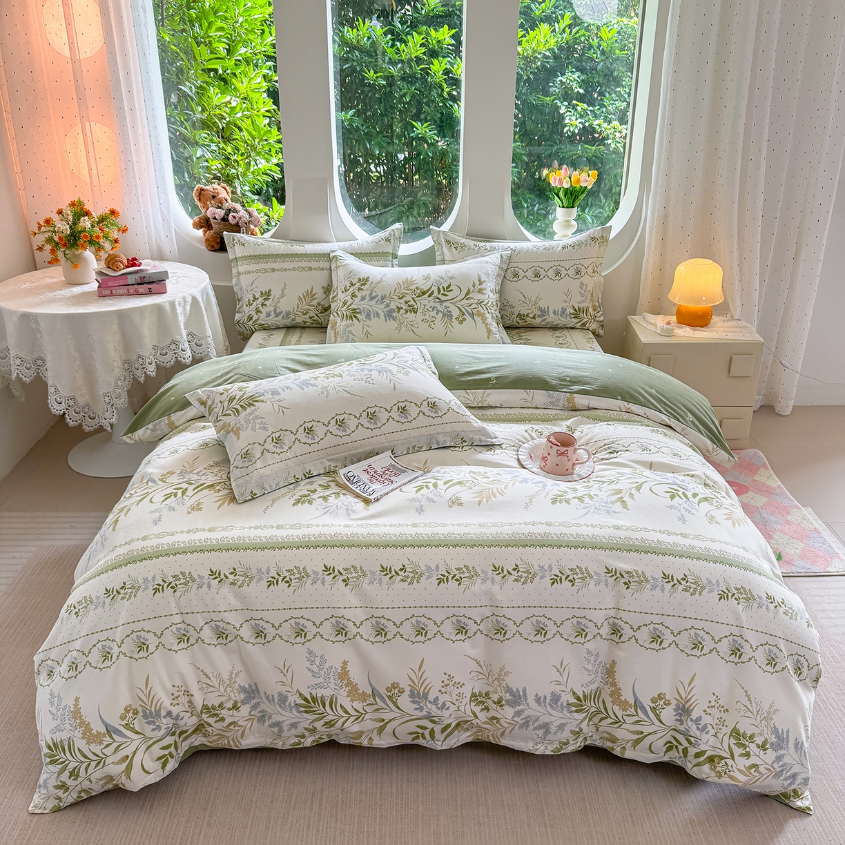 91家纺网 家纺一手货源 找家纺 壹贝家纺 2026新款小清新100%全棉纯棉印花系列被套单件-单被套 沐雅清风