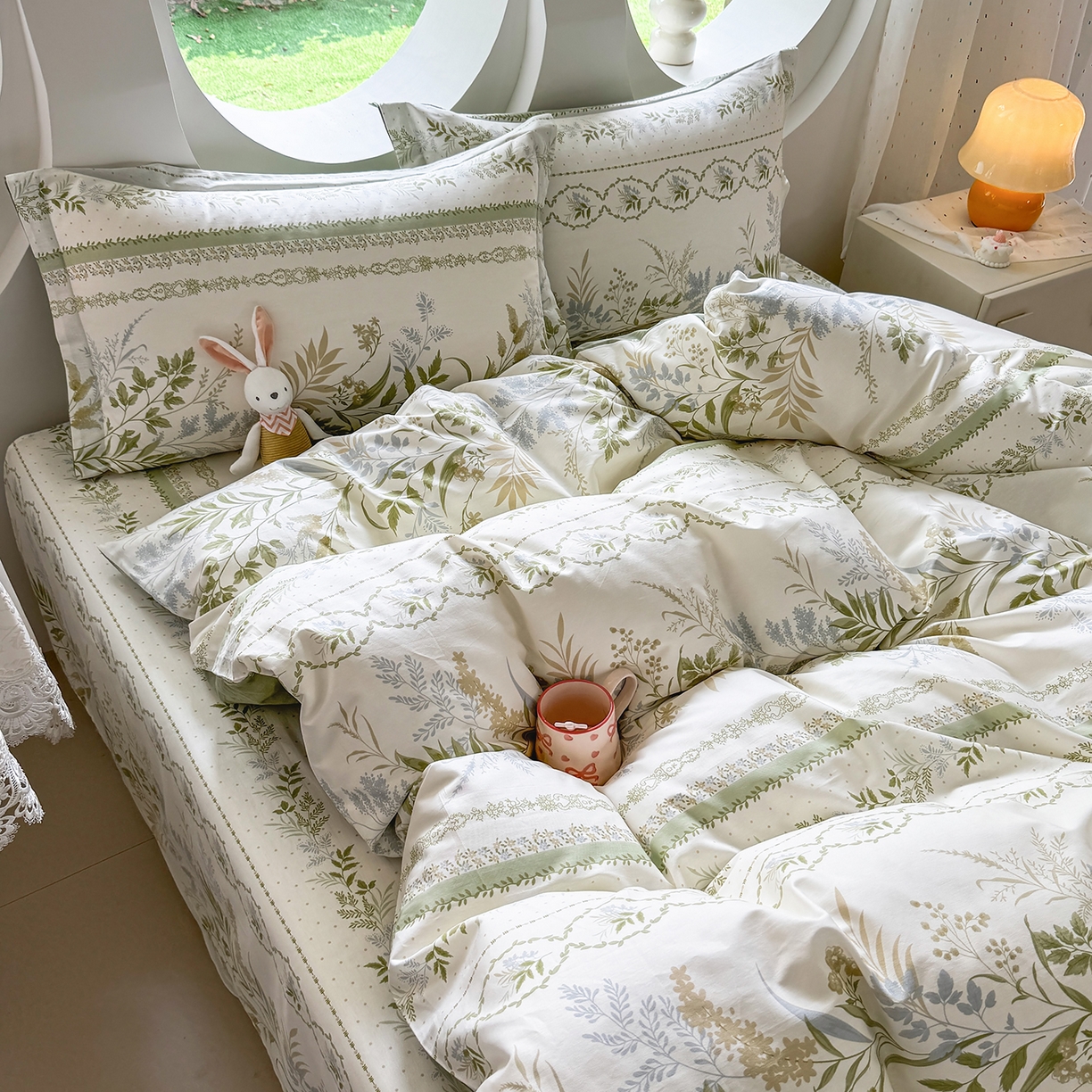 91家纺网 家纺一手货源 找家纺 壹贝家纺 2026新款小清新100%全棉纯棉印花系列被套单件-单被套 沐雅清风