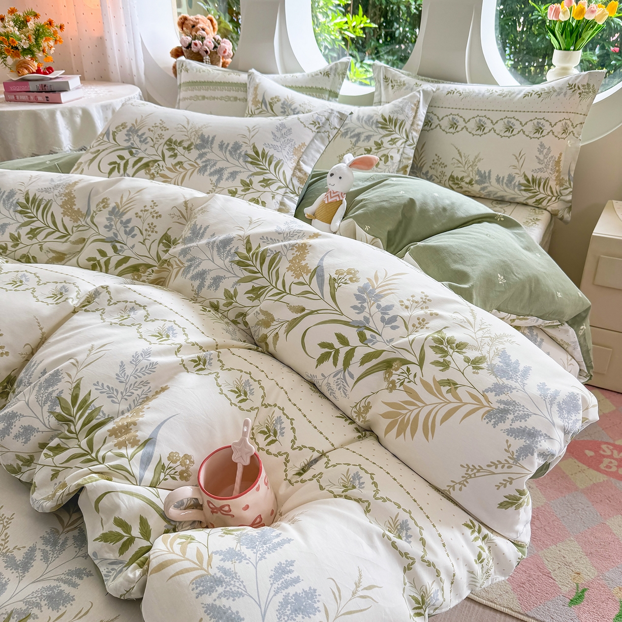 91家纺网 家纺一手货源 找家纺 壹贝家纺 2026新款小清新100%全棉纯棉印花系列被套单件-单被套 沐雅清风