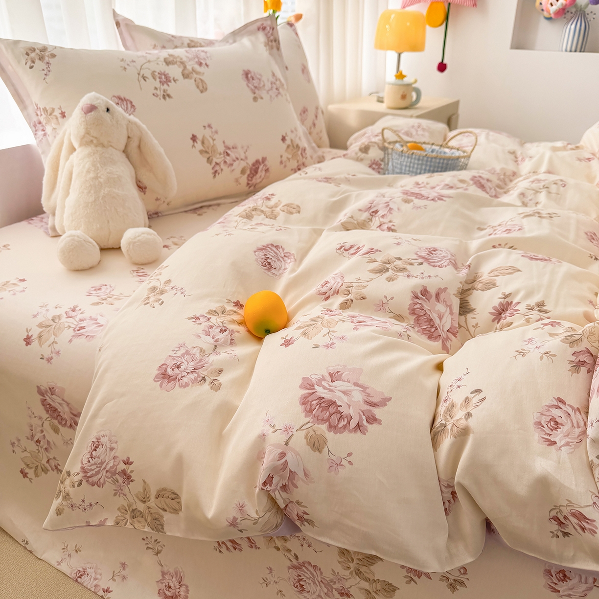 91家纺网 家纺一手货源 找家纺 壹贝家纺 2026新款小清新100%全棉纯棉印花系列被套单件-单被套 蔷薇