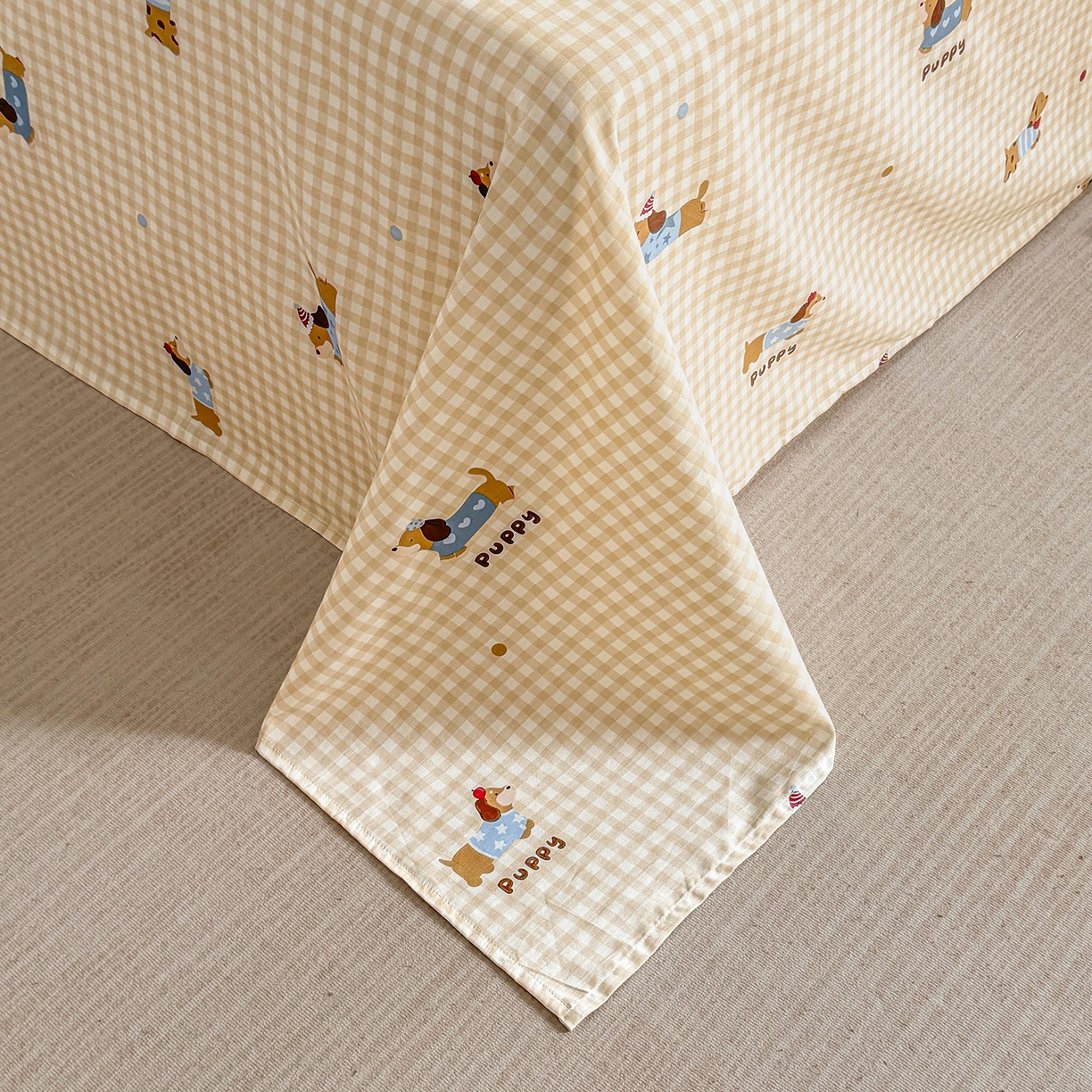 91家纺网 家纺一手货源 找家纺 壹贝家纺 2026新款小清新100%全棉纯棉印花系列被套单件-单被套 俏皮狗