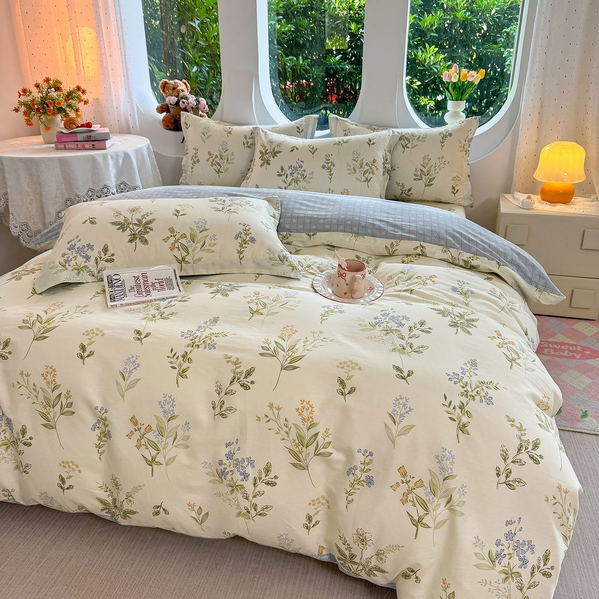 91家纺网 家纺一手货源 找家纺 壹贝家纺 2026新款小清新100%全棉纯棉印花系列被套单件-单被套 沁园春