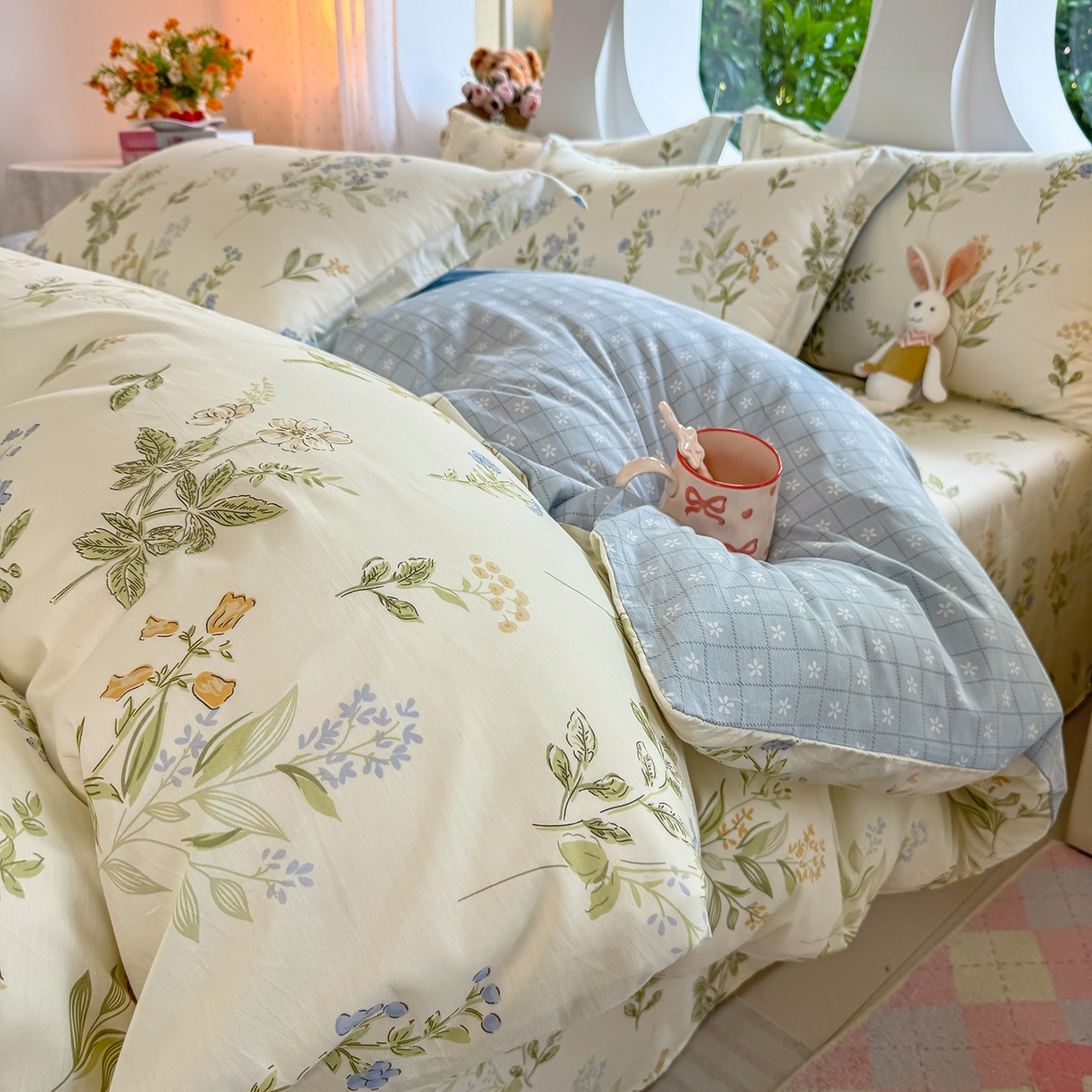 91家纺网 家纺一手货源 找家纺 壹贝家纺 2026新款小清新100%全棉纯棉印花系列被套单件-单被套 沁园春