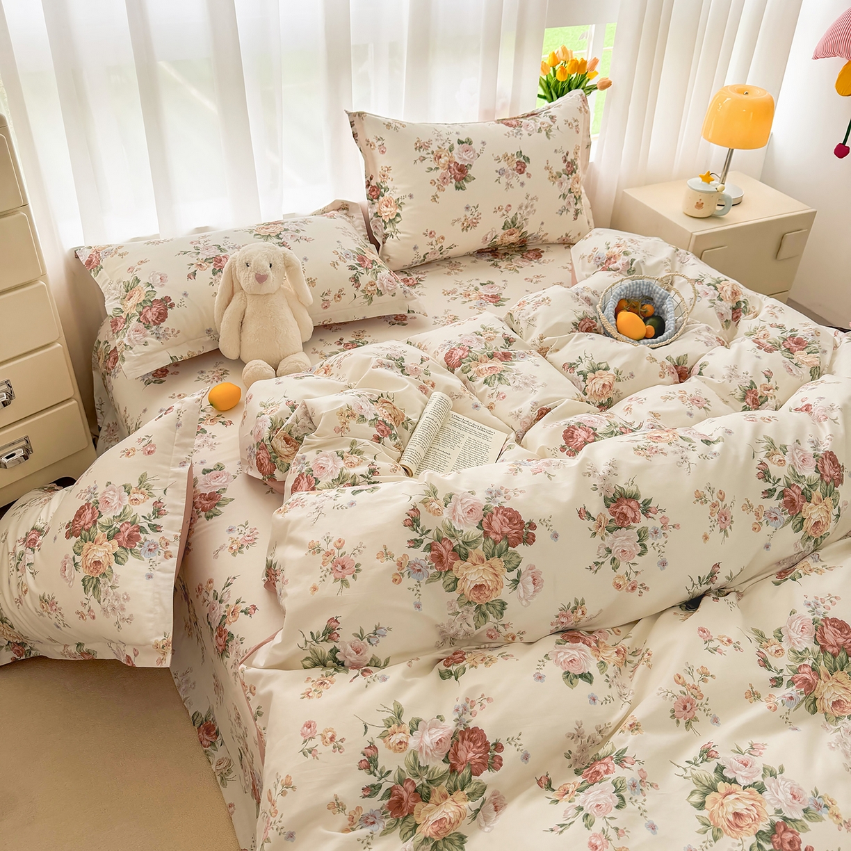 91家纺网 家纺一手货源 找家纺 壹贝家纺 2026新款小清新100%全棉纯棉印花系列被套单件-单被套 倾城之恋