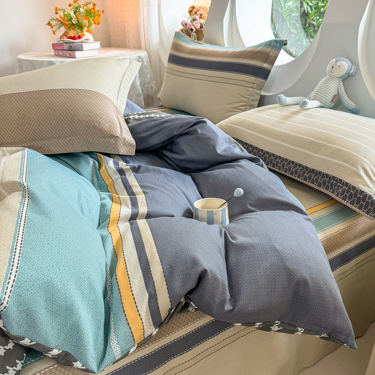 91家纺网 家纺一手货源 找家纺 壹贝家纺 2026新款小清新100%全棉纯棉印花系列被套单件-单被套 如果爱