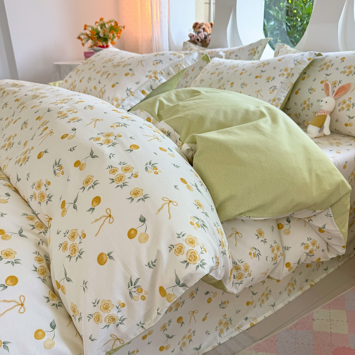 91家纺网 家纺一手货源 找家纺 壹贝家纺 2026新款小清新100%全棉纯棉印花系列被套单件-单被套 如愿