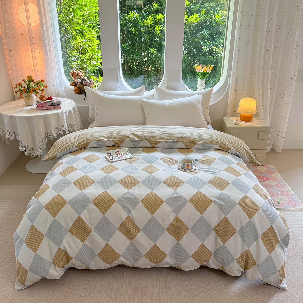 壹贝家纺 2026新款小清新100%全棉纯棉印花系列被套单件-单被套 瑞吉斯-黄