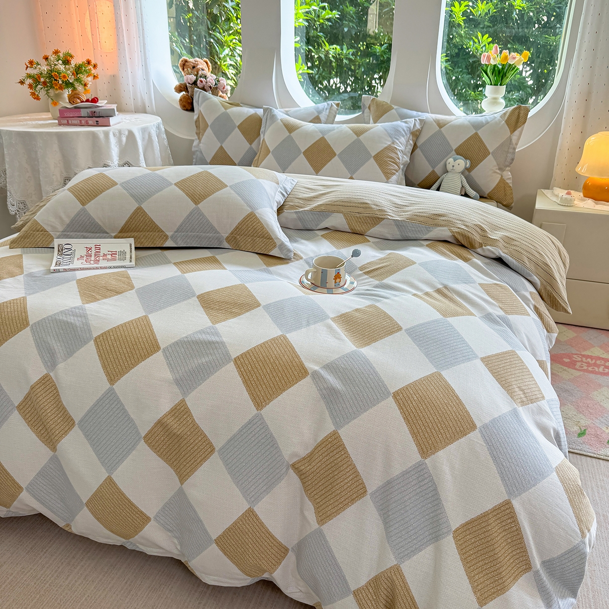 91家纺网 家纺一手货源 找家纺 壹贝家纺 2026新款小清新100%全棉纯棉印花系列被套单件-单被套 瑞吉斯-黄