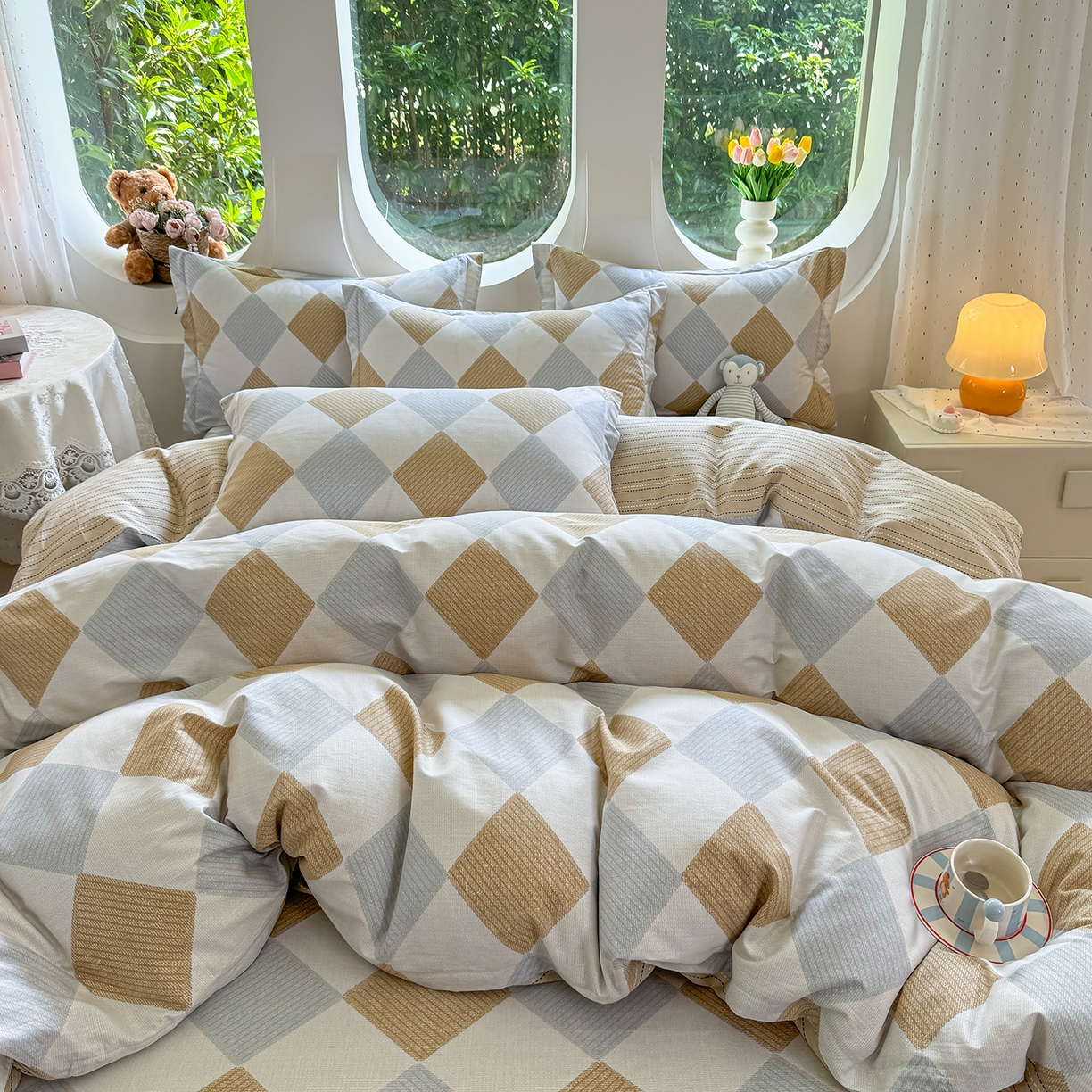 91家纺网 家纺一手货源 找家纺 壹贝家纺 2026新款小清新100%全棉纯棉印花系列被套单件-单被套 瑞吉斯-黄