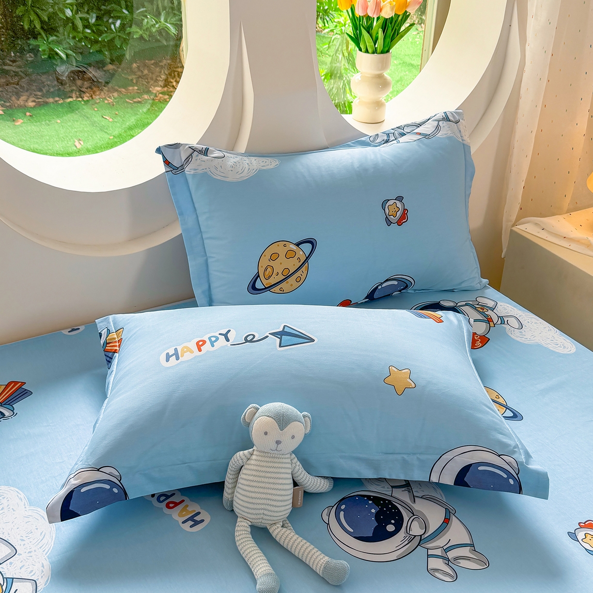 91家纺网 家纺一手货源 找家纺 壹贝家纺 2026新款小清新100%全棉纯棉印花系列被套单件-单被套 太空奇遇