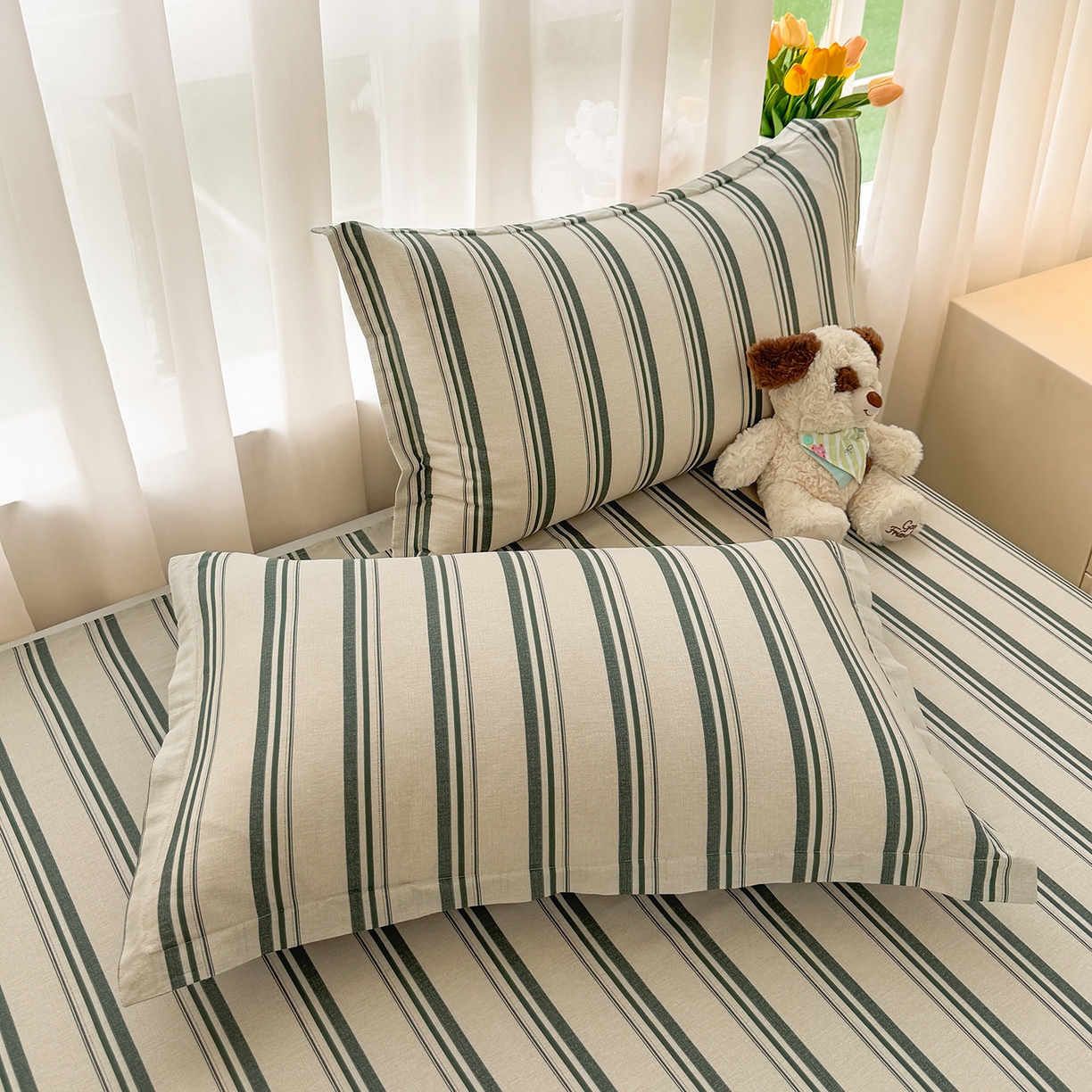 91家纺网 家纺一手货源 找家纺 壹贝家纺 2026新款小清新100%全棉纯棉印花系列被套单件-单被套 条纹