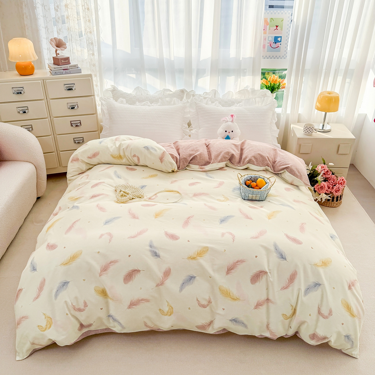 壹贝家纺 2026新款小清新100%全棉纯棉印花系列被套单件-单被套 仙羽