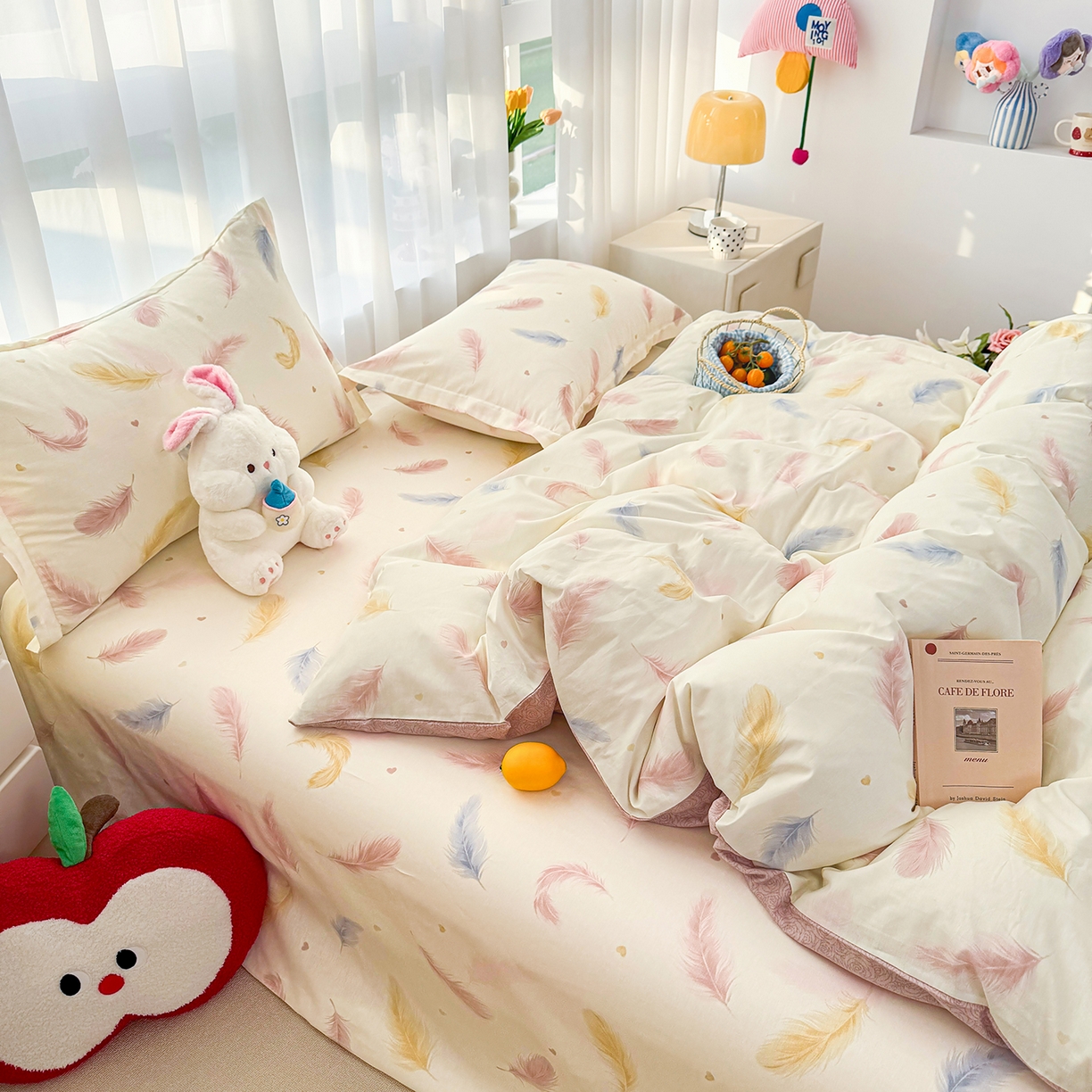 91家纺网 家纺一手货源 找家纺 壹贝家纺 2026新款小清新100%全棉纯棉印花系列被套单件-单被套 仙羽