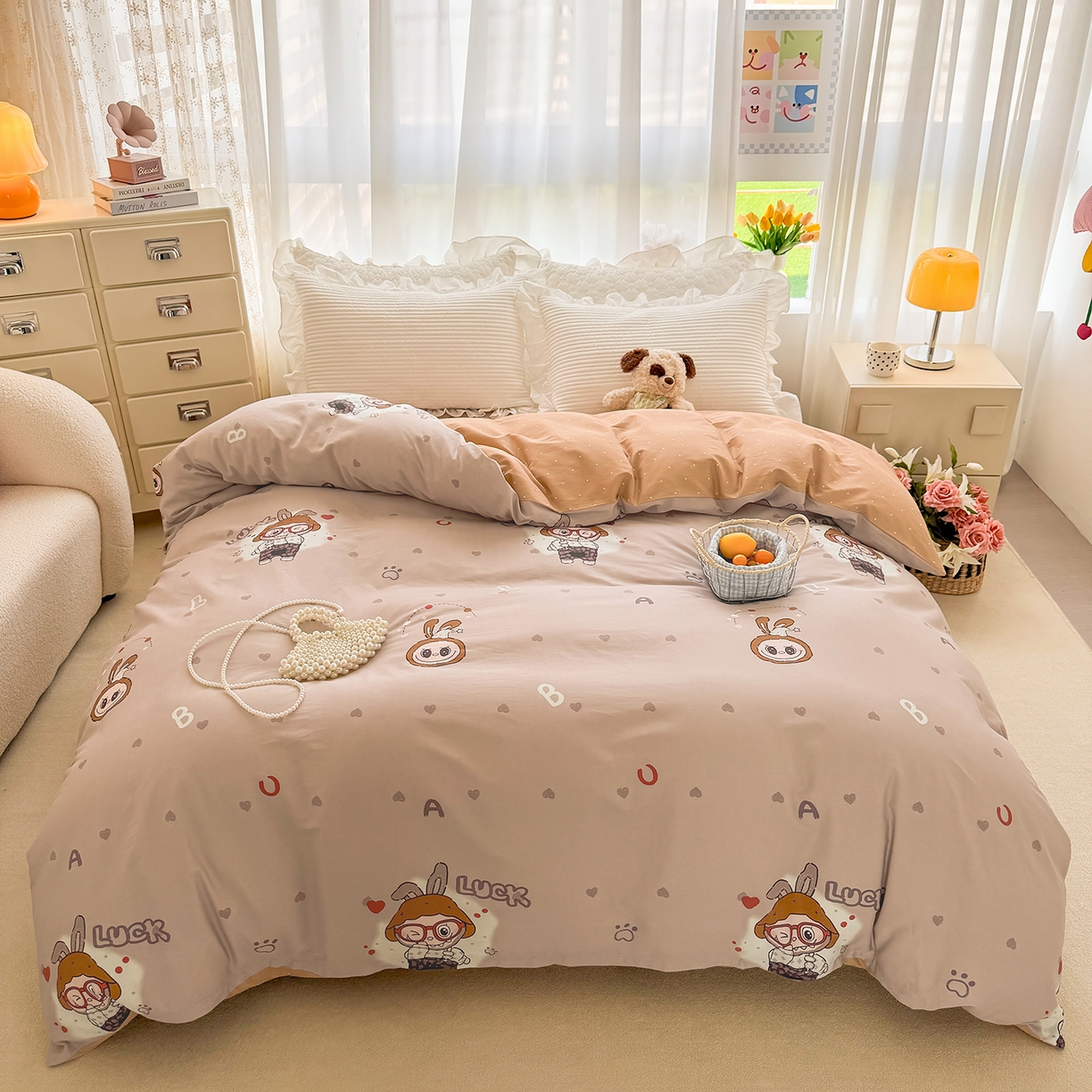 壹贝家纺 2026新款小清新100%全棉纯棉印花系列被套单件-单被套 小布