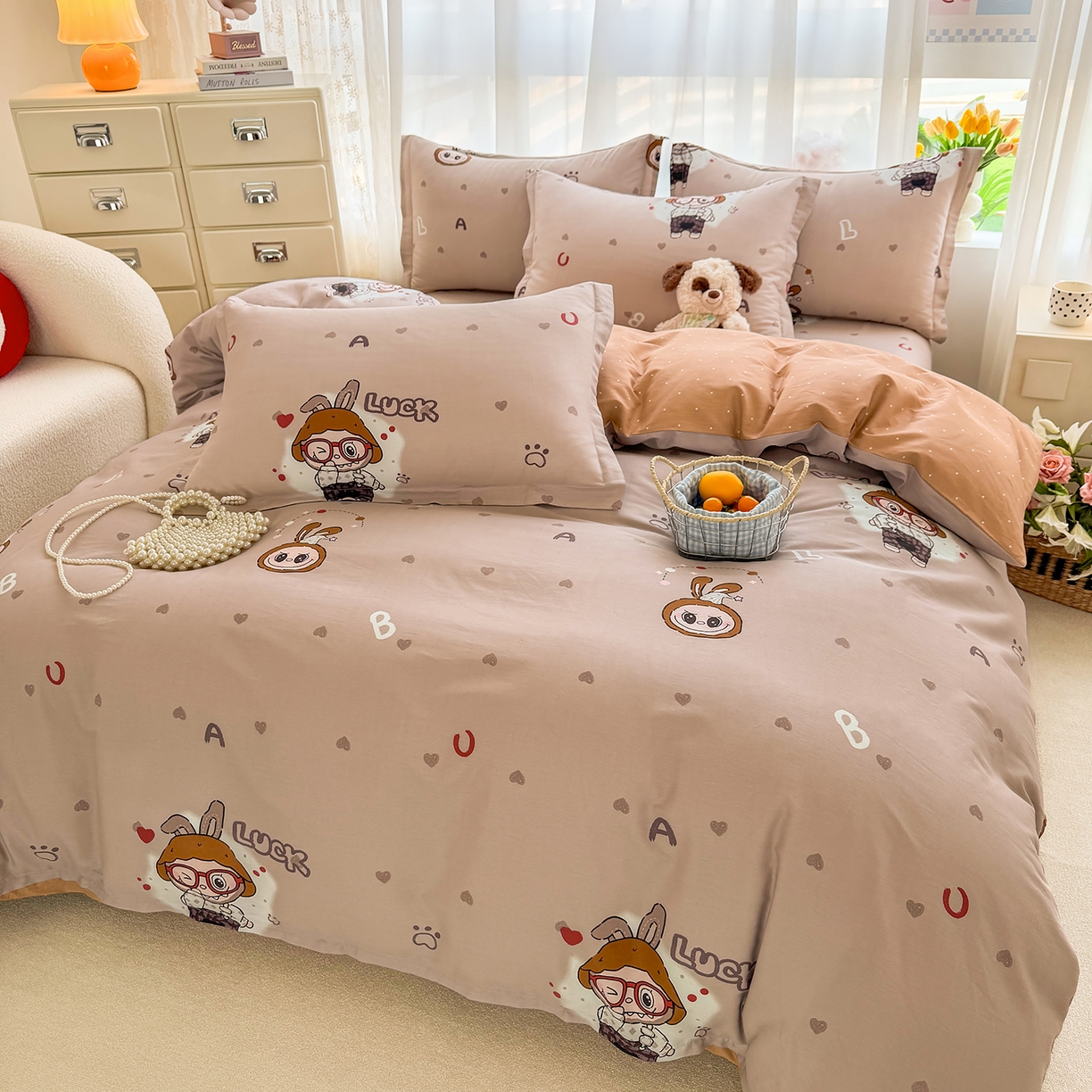 91家纺网 家纺一手货源 找家纺 壹贝家纺 2026新款小清新100%全棉纯棉印花系列被套单件-单被套 小布